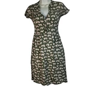 Cath Kidston Cottagecore Farm Animals Tractor Print Midi Dress Size 2/4 XS UK 6